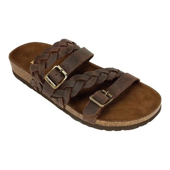 White Mountain Shoes - White Mountain Holland leather sandal footbeds sz 7.5 W boho Brown braided